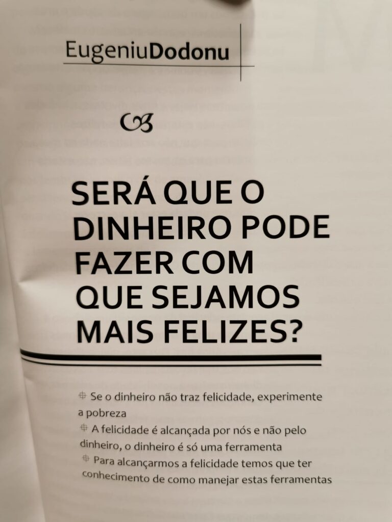 Início do capítulo "Será que o dinheiro pode fazer com que sejamos mais felizes?", de Eugeniu Dodonu